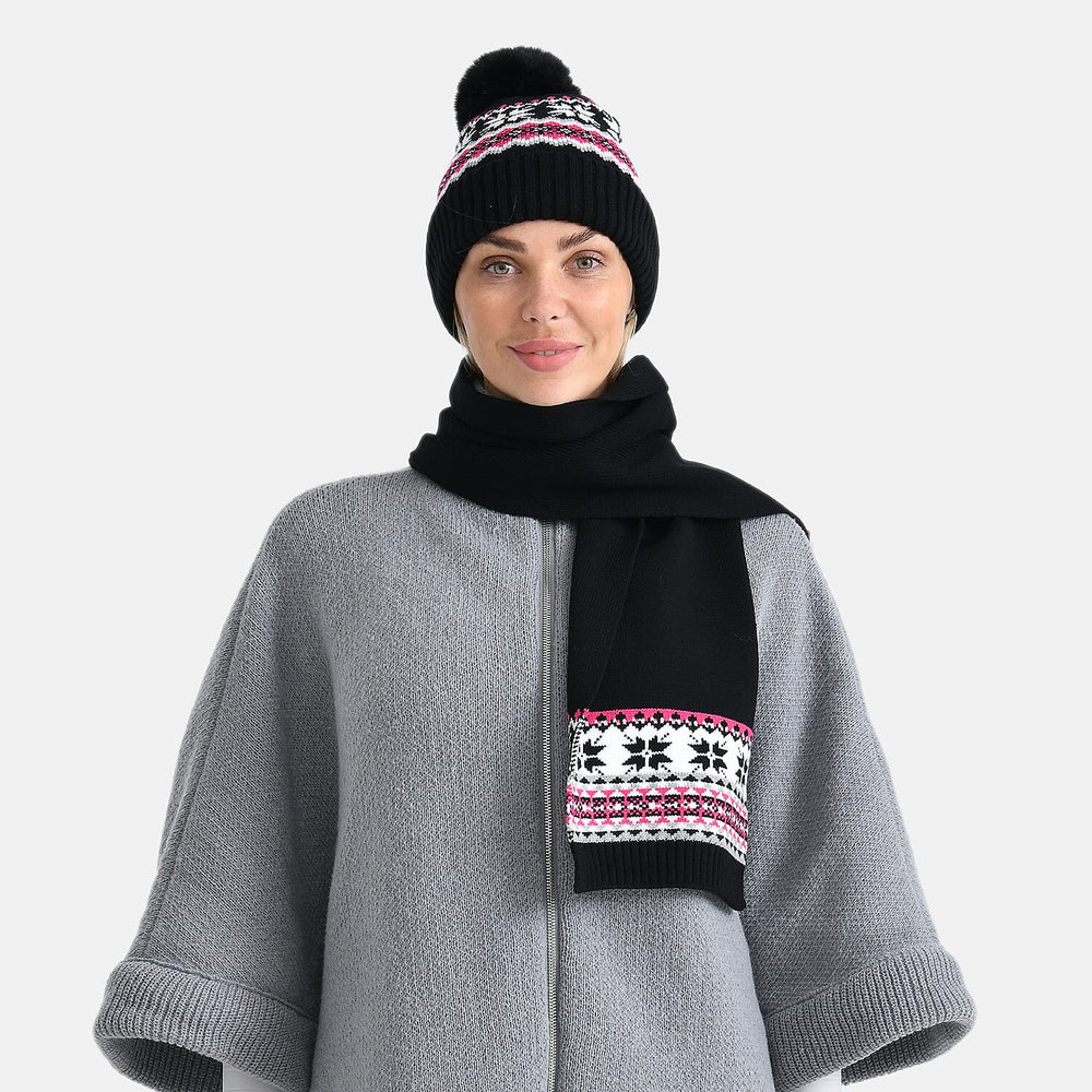 Styled By 2 Piece Set Hat - Scarf - Black