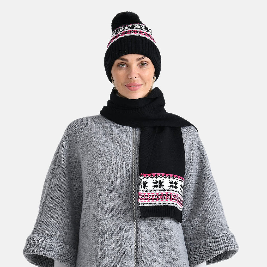 Styled By 2 Piece Set Hat - Scarf - Black