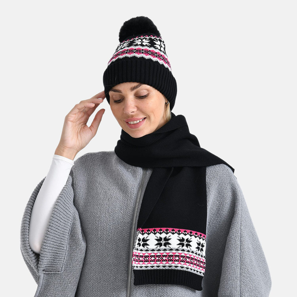 Styled By 2 Piece Set Hat - Scarf - Black