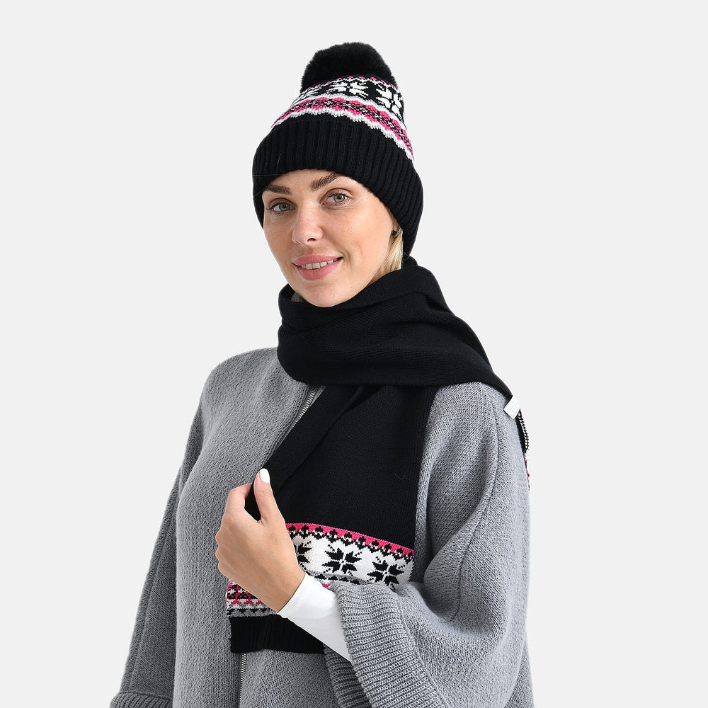 Styled By 2 Piece Set Hat - Scarf - Black