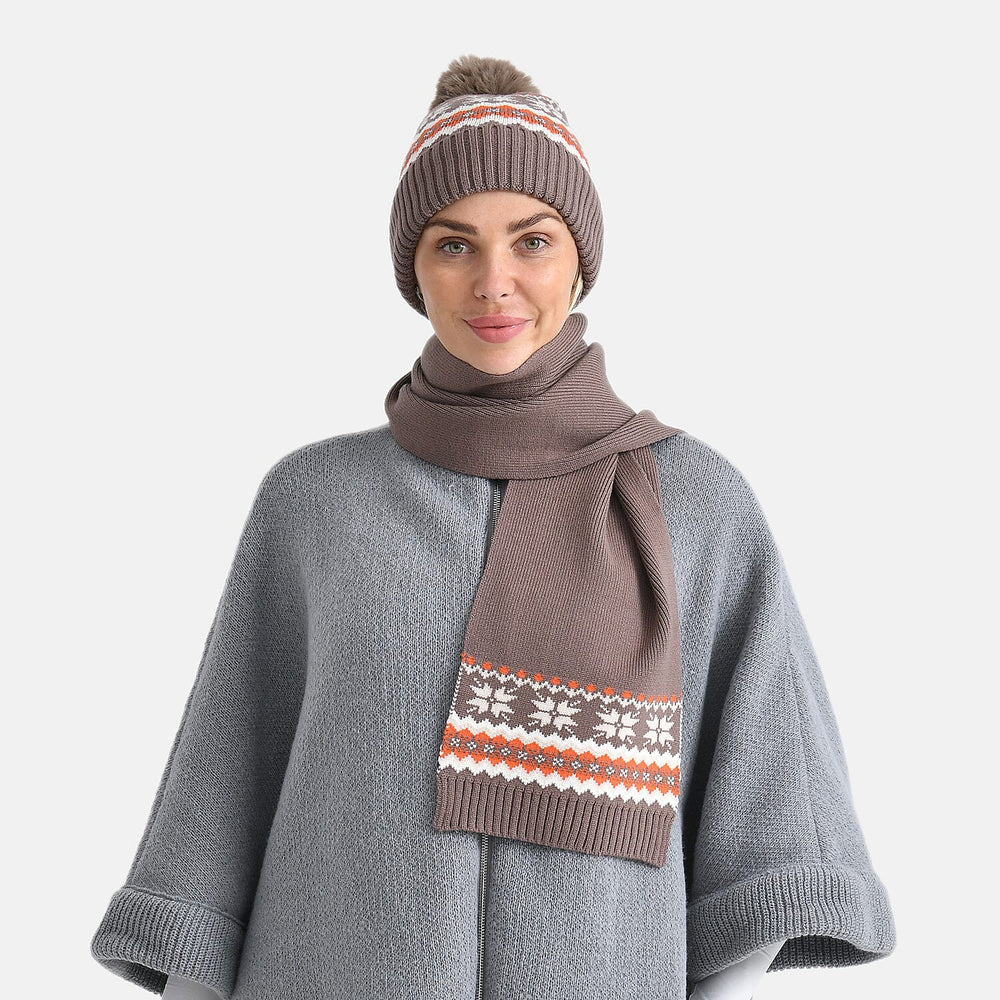 Styled By 2 Piece Set Hat - Scarf - Brown