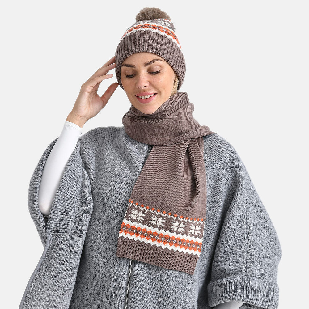 Styled By 2 Piece Set Hat - Scarf - Brown