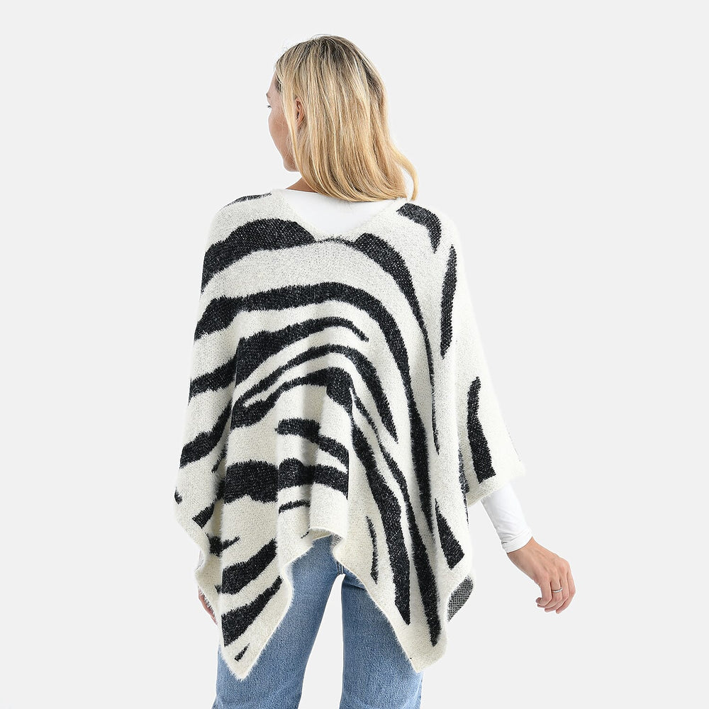 &  maisi Women’s Acrylic Poncho Wrap with Patterned & Embroidered Designs