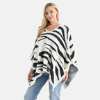 &  maisi Women’s Acrylic Poncho Wrap with Patterned & Embroidered Designs