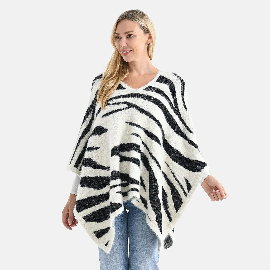 &  maisi Women’s Acrylic Poncho Wrap with Patterned & Embroidered Designs