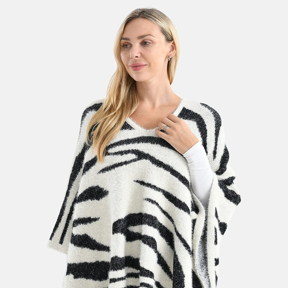 &  maisi Women’s Acrylic Poncho Wrap with Patterned & Embroidered Designs