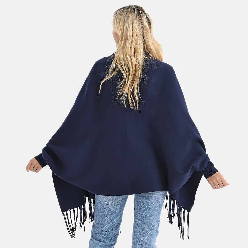 &  maisi Women’s Acrylic Poncho Wrap with Patterned & Embroidered Designs