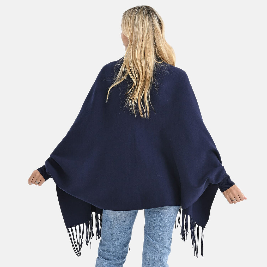 &  maisi Women’s Acrylic Poncho Wrap with Patterned & Embroidered Designs