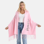 &  maisi Women’s Acrylic Poncho Wrap with Patterned & Embroidered Designs