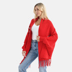&  maisi Women’s Acrylic Poncho Wrap with Patterned & Embroidered Designs