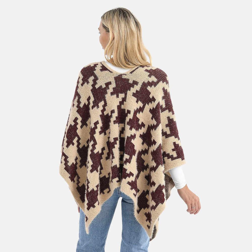 &  maisi Women’s Acrylic Poncho Wrap with Patterned & Embroidered Designs