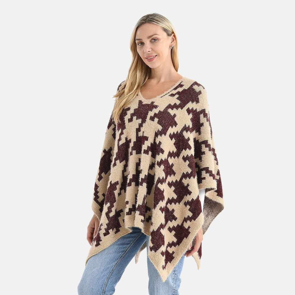 &  maisi Women’s Acrylic Poncho Wrap with Patterned & Embroidered Designs
