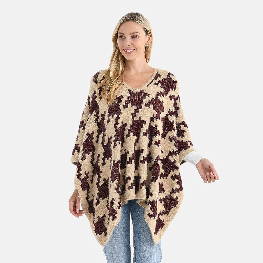 &  maisi Women’s Acrylic Poncho Wrap with Patterned & Embroidered Designs