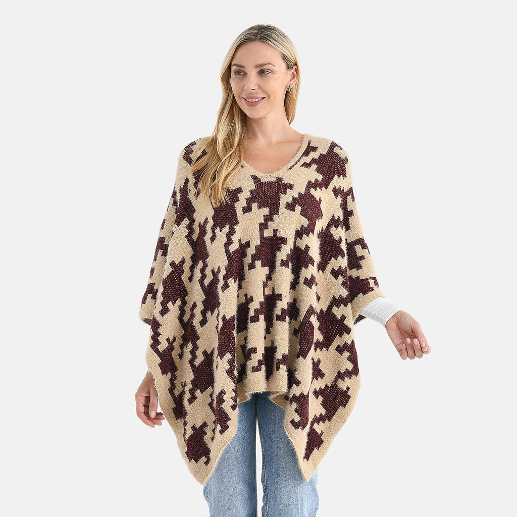 &  maisi Women’s Acrylic Poncho Wrap with Patterned & Embroidered Designs