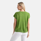 - Maisi Acrylic Knit Short Sleeve Casual Top (Size XL) - Green