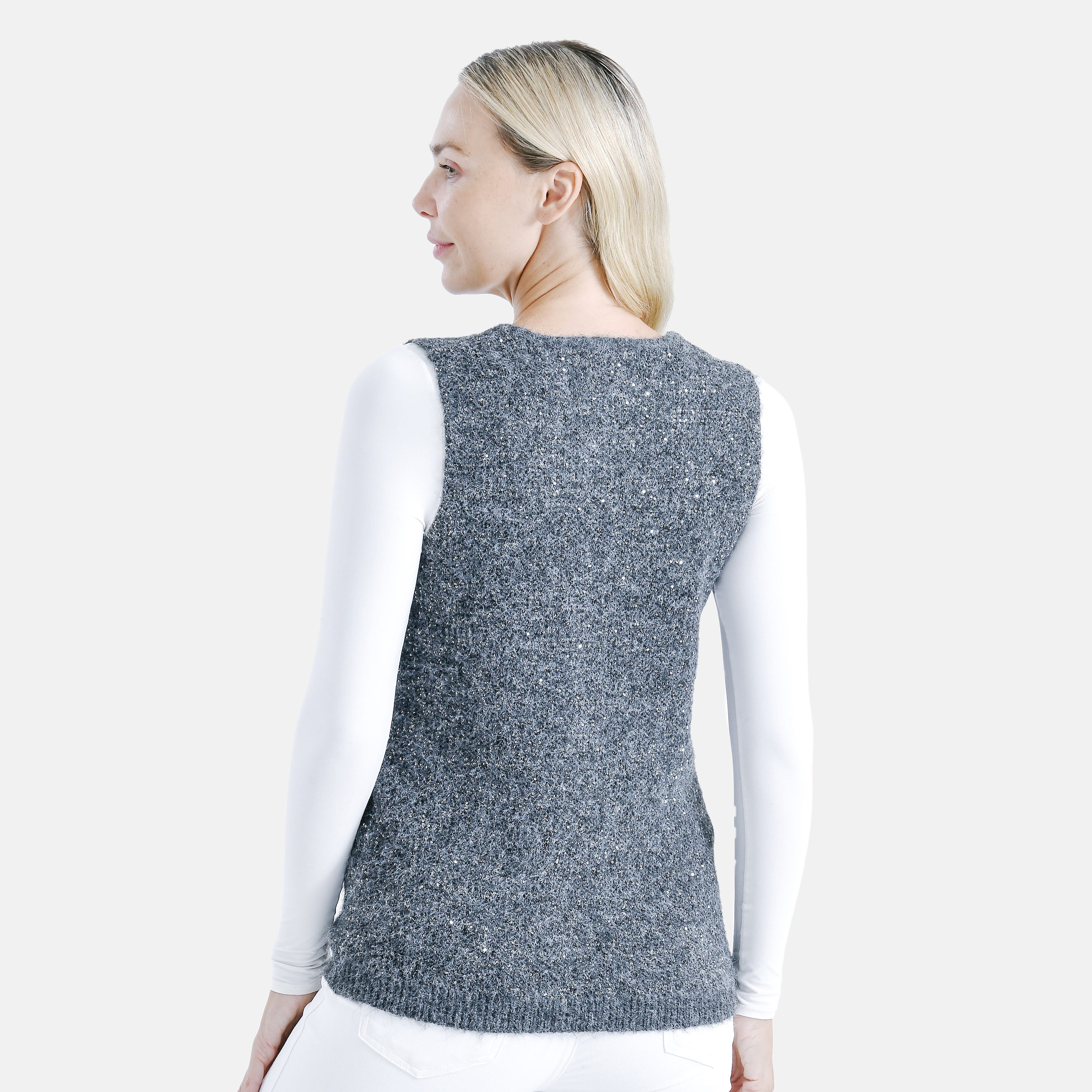 - Maisi Sequin Supersoft Vest (One Size, 8-16) - Dark Grey