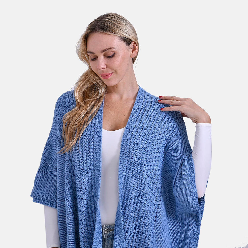 - Maisi 100% Acrylic Relax Fit Cardigan (One Size - 8 To 26) - Light Blue