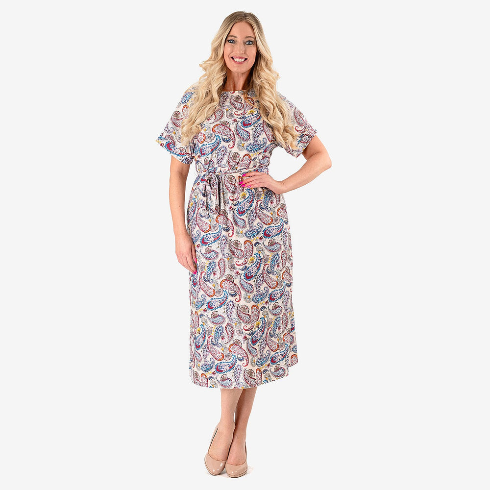 - Maisi Belted Printed Midi Dress (Size XXL) - Beige