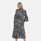 - Maisi Womens Abstract Bohemian Pattern V-Neck Midi Dress (Size - 10-12) - Black