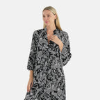 - Maisi Womens Abstract Bohemian Pattern V-Neck Midi Dress (Size - 10-12) - Black