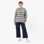 - Maisi Cashmere-Feel Stripe Top (Size L) - Blue