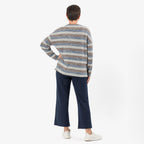 - Maisi Cashmere-Feel Stripe Top (Size L) - Blue