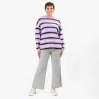 - Maisi Cashmere-Feel Stripe Top (Size L) - Purple