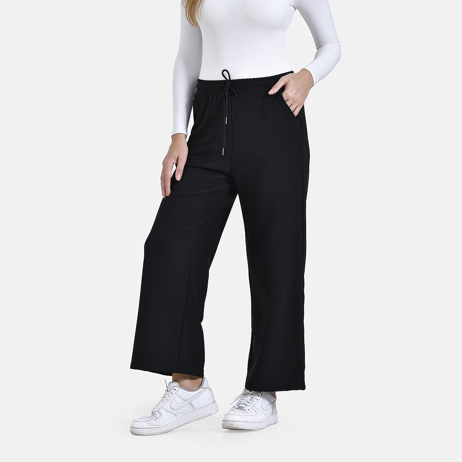 - Maisi Casual Wide Leg Trousers (Size XL) - Black