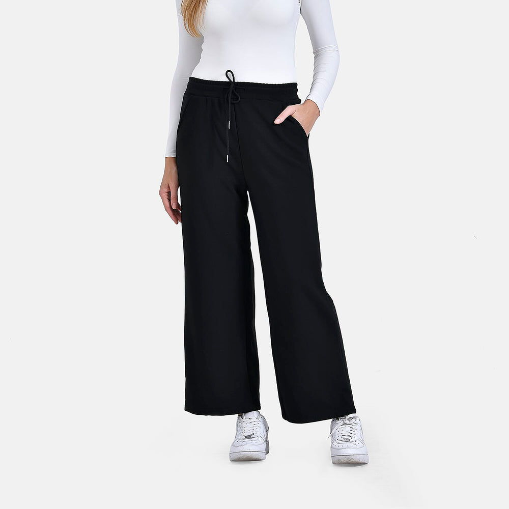 & Maisi Causal Wide Leg Trouser (Size 8 to 10) - Black