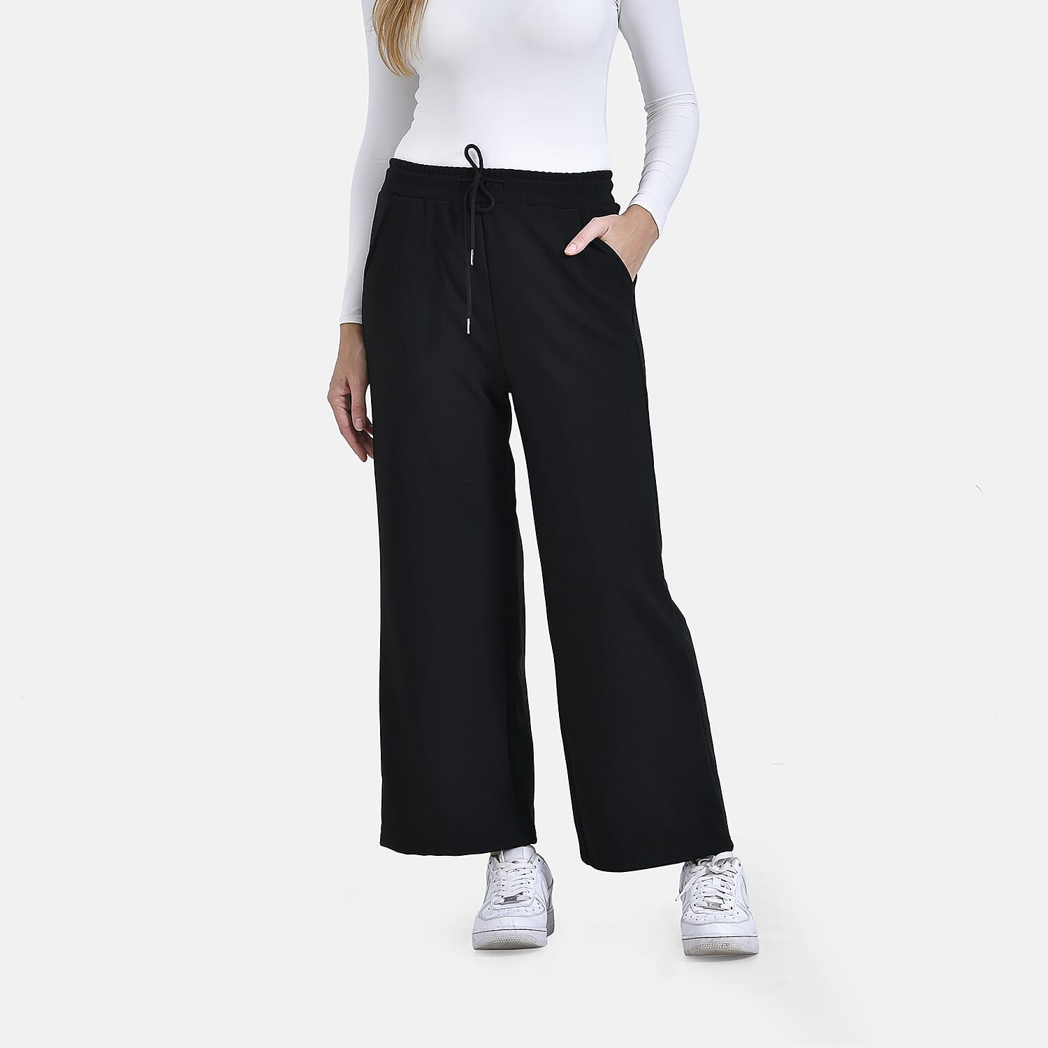 & Maisi Causal Wide Leg Trouser (Size 8 to 10) - Black