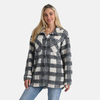 - Maisi Long Checked Shacket (Size L) - Off White - Grey