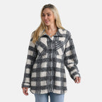 - Maisi Long Checked Shacket (Size L) - Off White - Grey