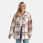 - Maisi Long Checked Shacket (Size S) - Pink, Brown - Ivory