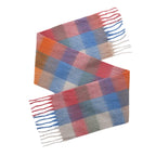- Maisi Multicoloured Soft Checkered Tassel Scarf (190 x 40 cm) - Light Blue