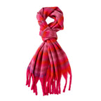 - Maisi Multicoloured Layer Pattern Tassel Scarf (190 x 40 cm) - Pink