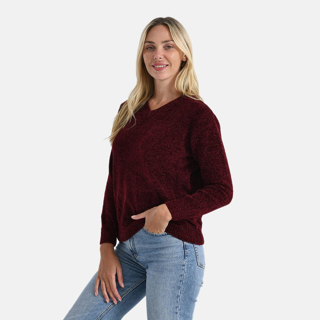 & maisi Women’s Chenille Knit Jumper with Round Neck, Long Sleeves & Stretch