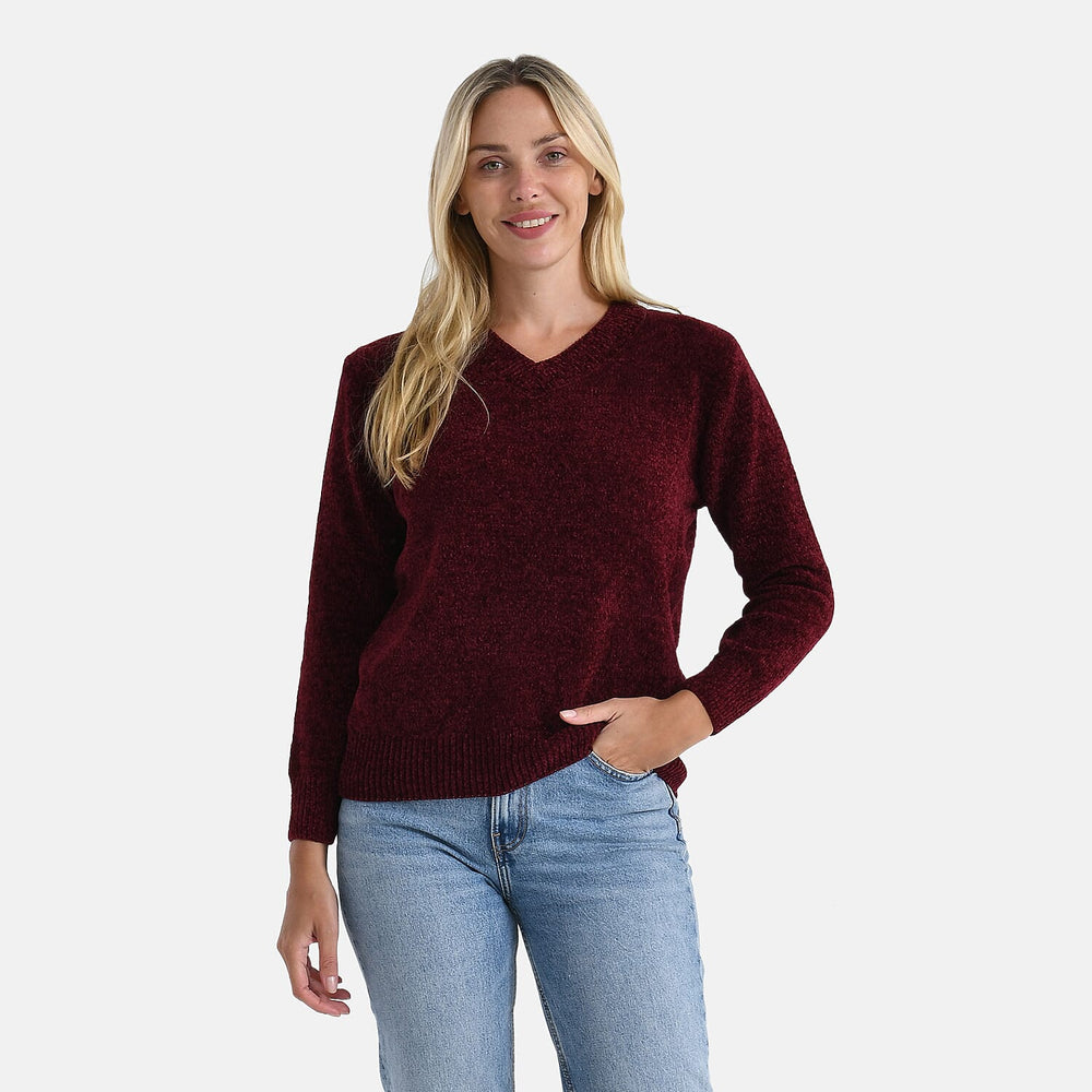 & maisi Women’s Chenille Knit Jumper with Round Neck, Long Sleeves & Stretch