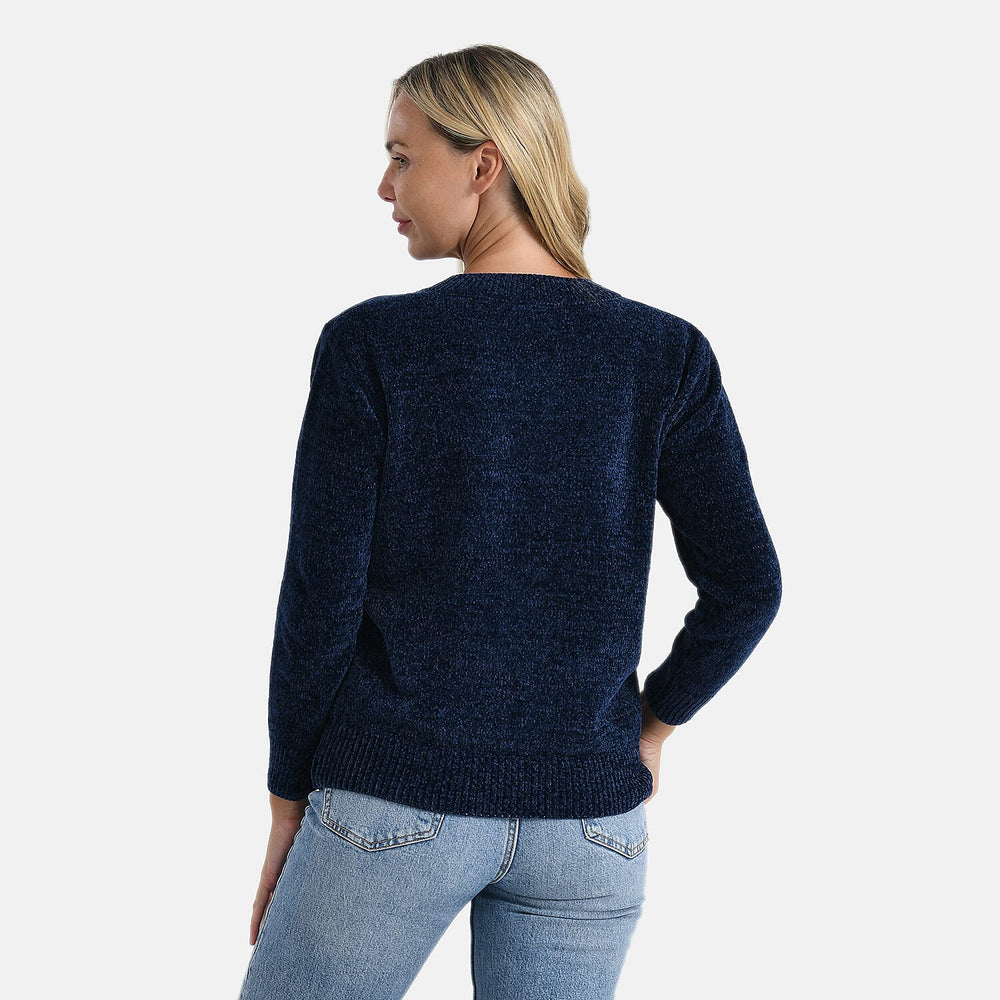 - Maisi Chenille Patterned Jumper (Size - S-M) - Navy