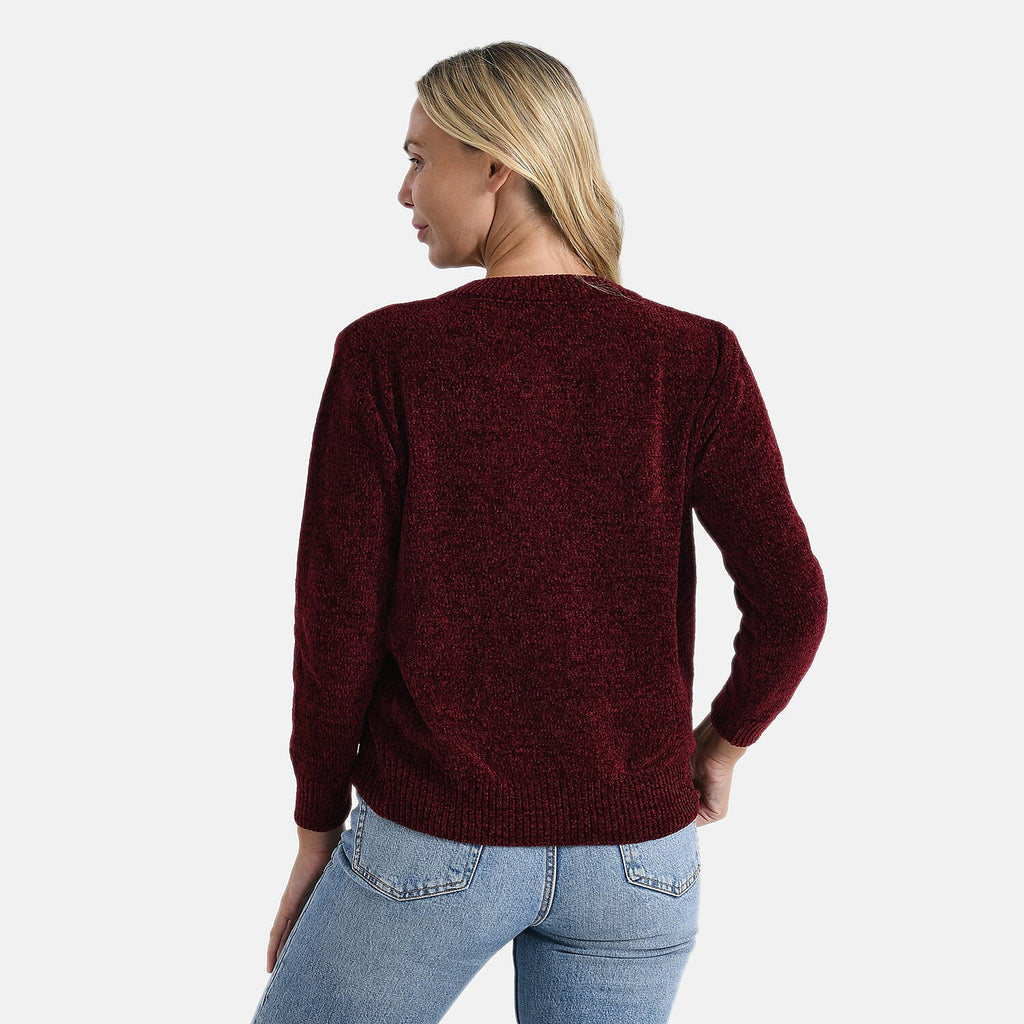 & maisi Women’s Chenille Knit Jumper with Round Neck, Long Sleeves & Stretch