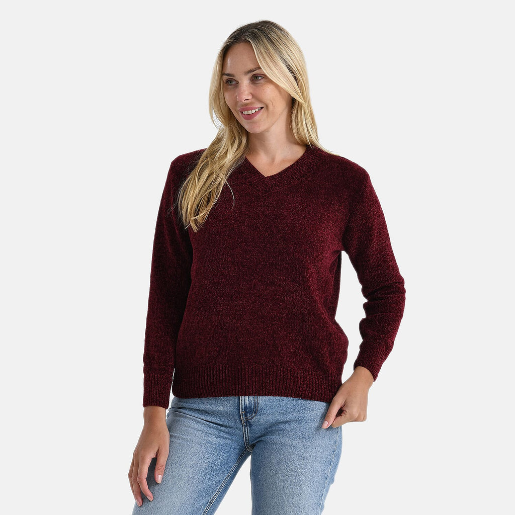 & maisi Women’s Chenille Knit Jumper with Round Neck, Long Sleeves & Stretch
