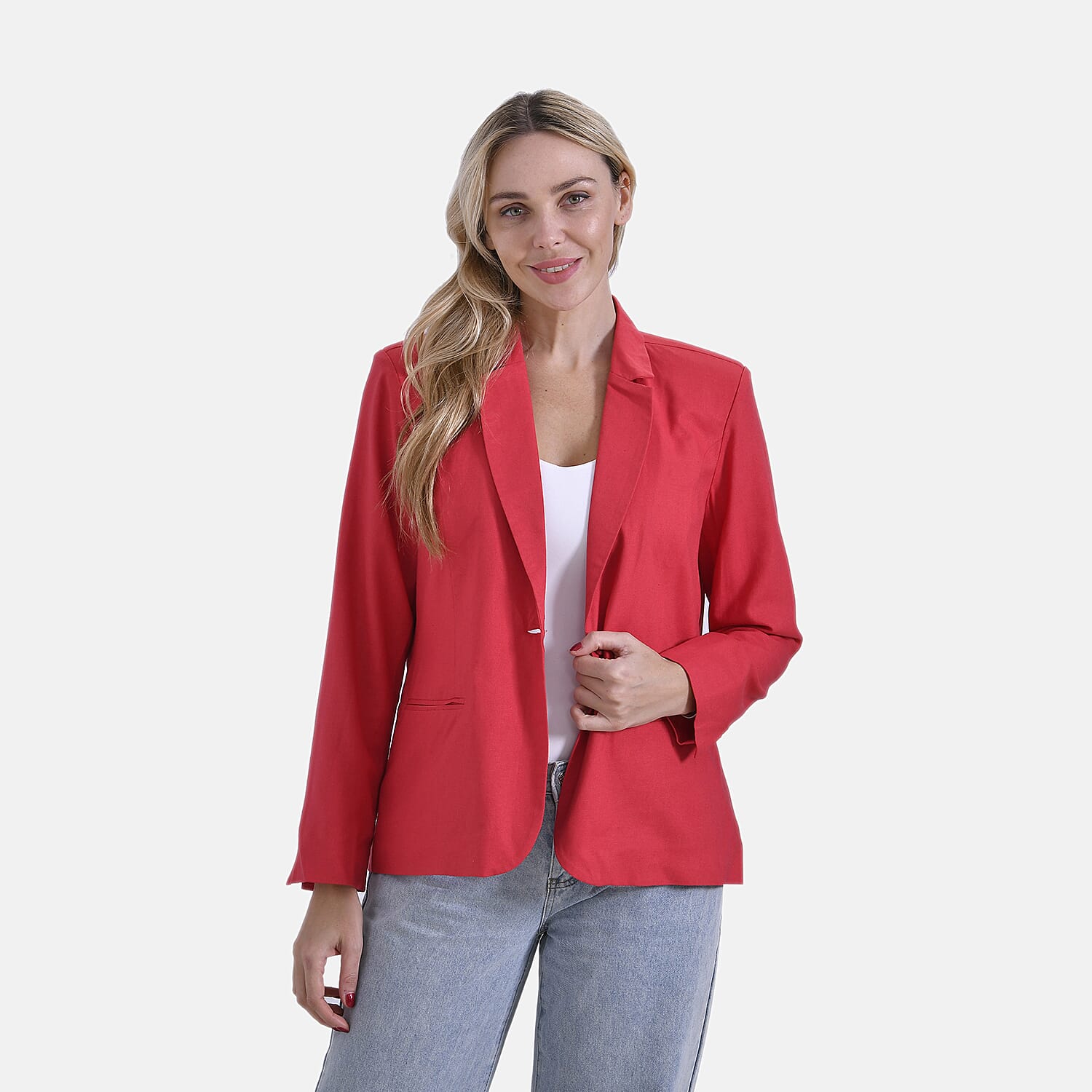 - Maisi Classic Linen Blend Blazer (Size M) - Orange