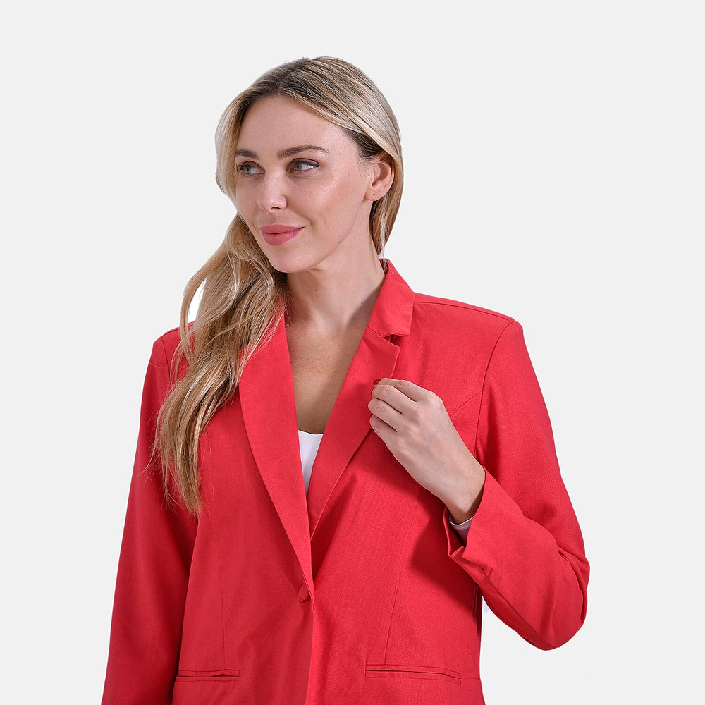 - Maisi Classic Linen Blend Blazer (Size M) - Orange