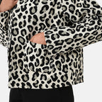 - Maisi Leopard Print Cotton Jacquard Jacket (Size S-M) - Off-White, Black and Gold