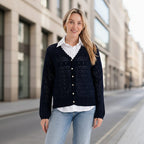 THE SUPER STAR-BUY - - Maisi 100% Cotton Lace V-Neck Button-Down Cardigan (Size S) - Navy