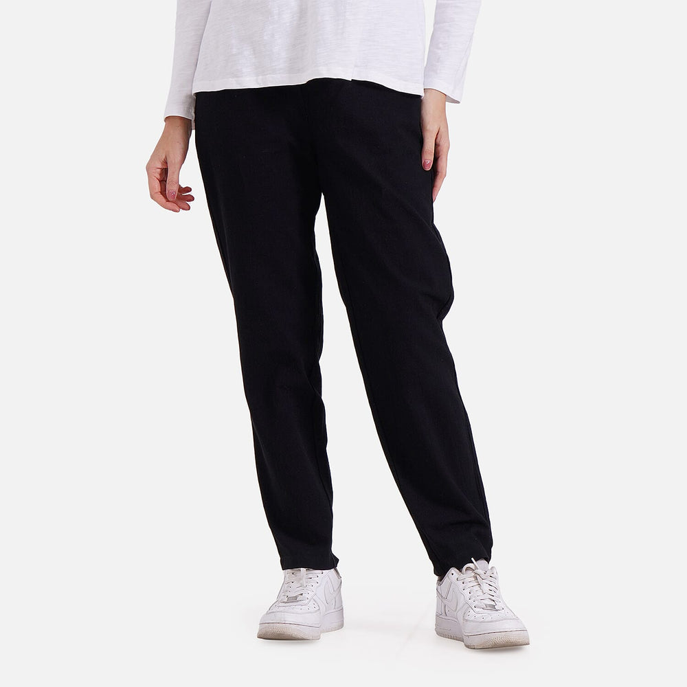 - Maisi 100% Cotton Capri Trousers (Size M) - Black