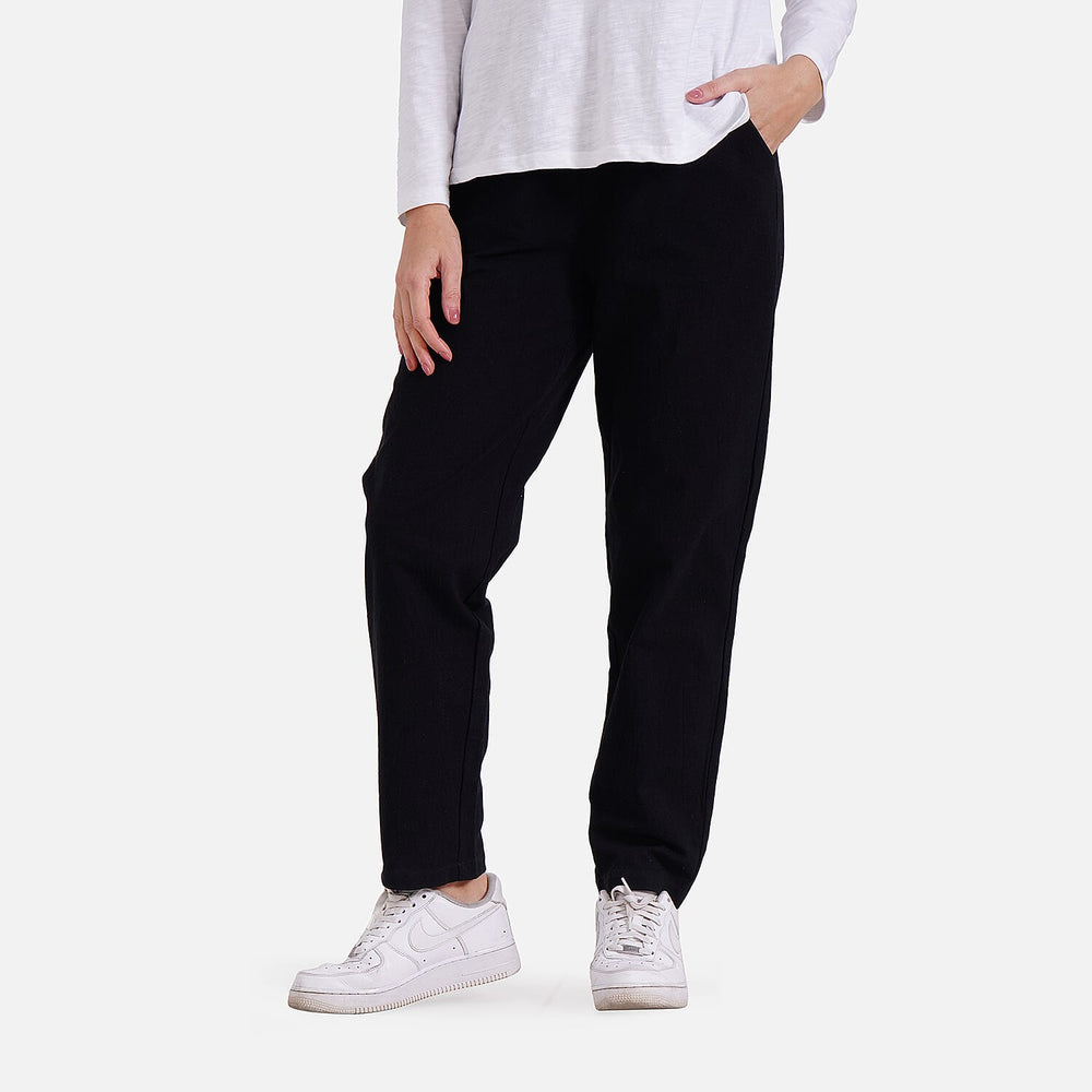 - Maisi 100% Cotton Capri Trousers (Size M) - Black