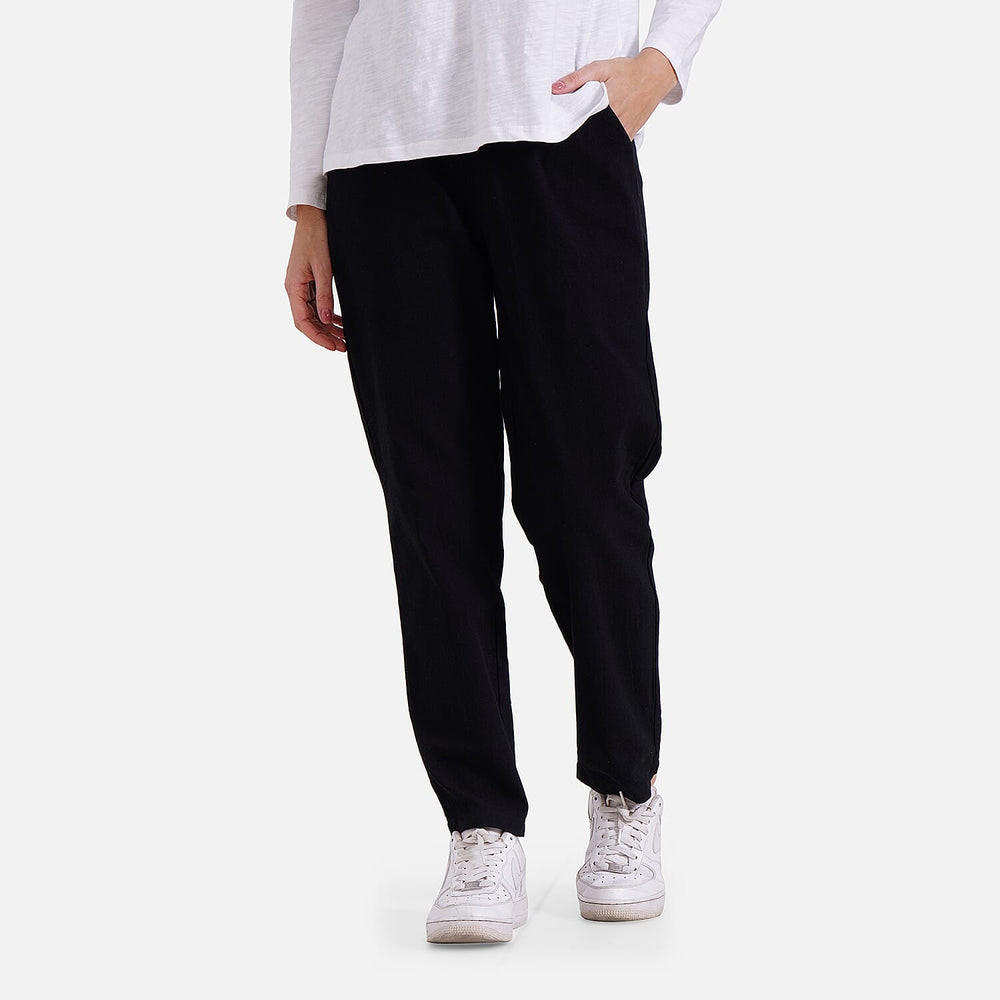 - Maisi 100% Cotton Capri Trousers (Size M) - Black