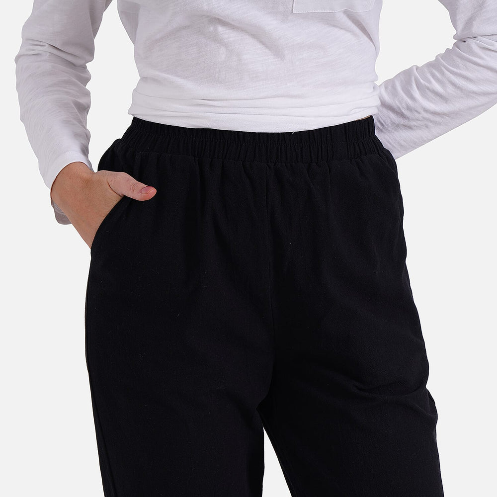 - Maisi 100% Cotton Capri Trousers (Size M) - Black