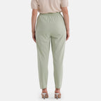 - Maisi 100% Cotton Elasticated Waist Capri Trousers (Size L) - Green