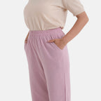 - Maisi 100% Cotton Elasticated Waist Capri Trousers (Size M) - Pink
